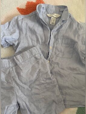 H&M adorables blue linen short set